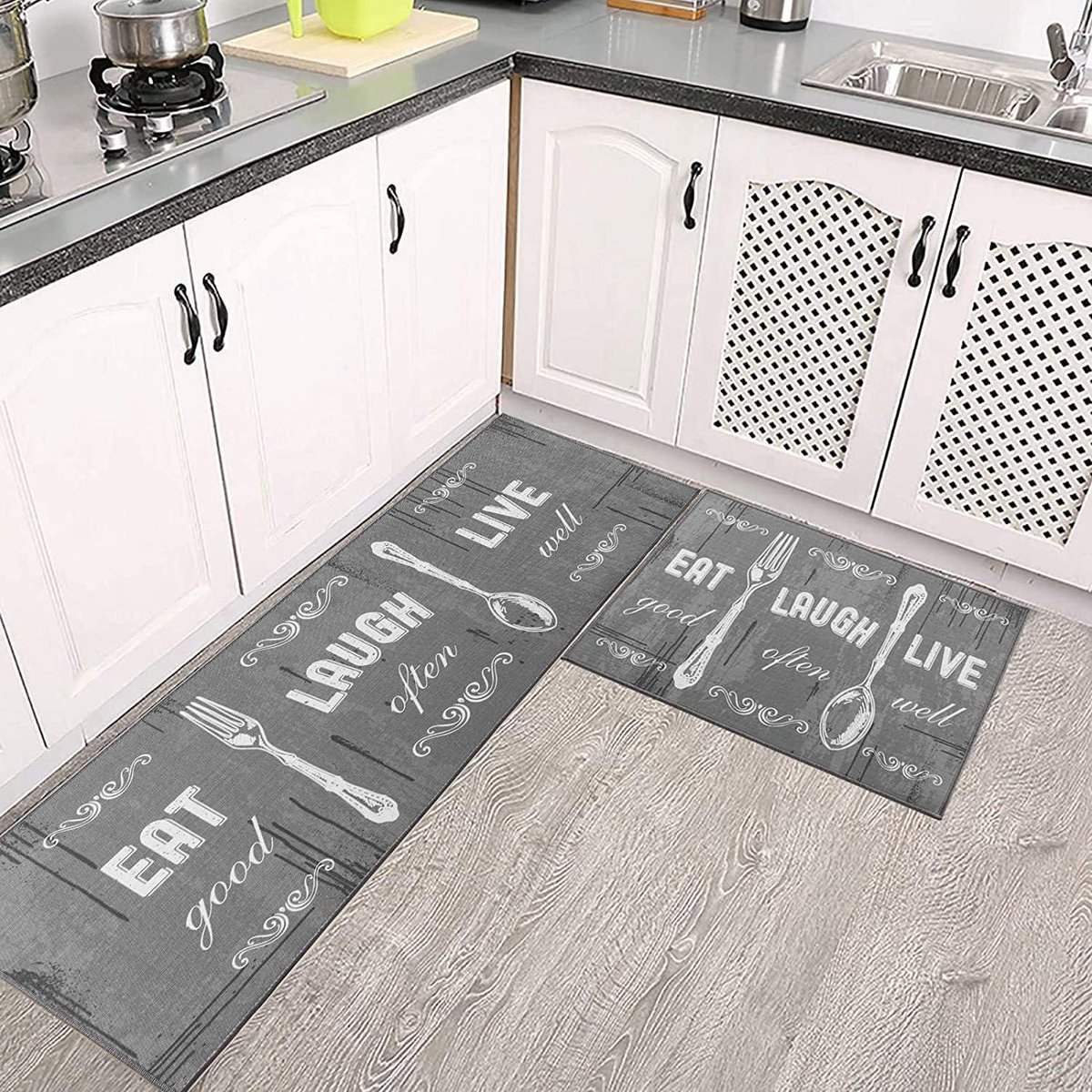 Mrs. Jones 2 stuks keuken mat tapijt antislip wasbaar vloermat TPR rug loper tapijtset grijze keuken .