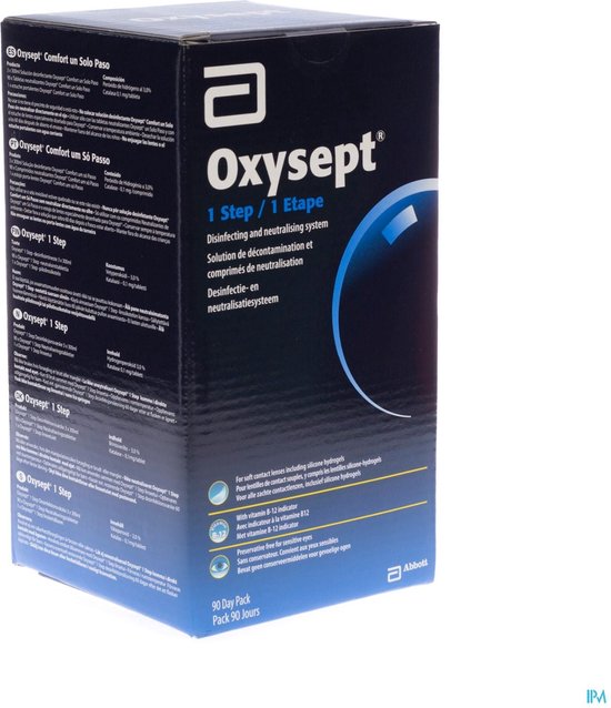 Oxysept 1 Step [3x 300ml + 90 tabl + 1 étui pour objectif] - solution pour lentilles