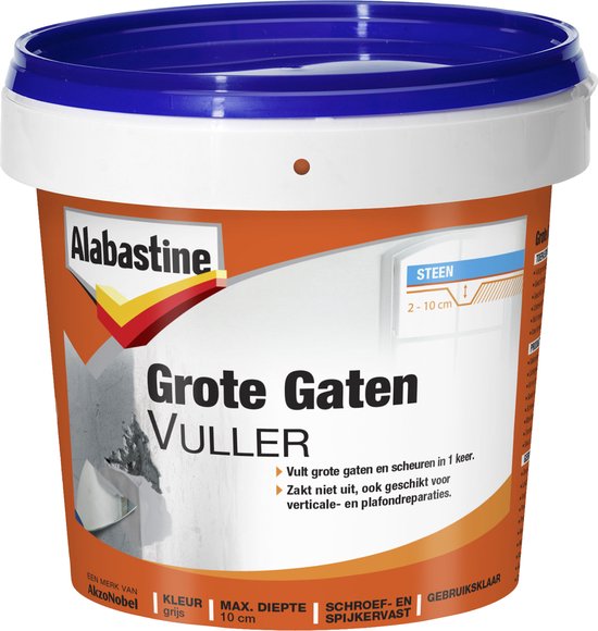 Alabastine Grote Gatenvuller grijze pasta pot 1 liter