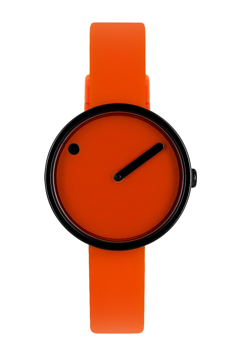 Picto Design Dameshorloge Oranje Wijzerplaat, Oranje Rubberen Horlogeband 43373-0612B - 30mm