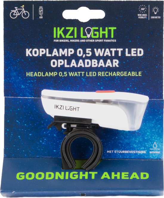 Ikzi Goodnight Ahead - Koplamp - Led - USB oplaadbaar - Wit — afbeelding 2