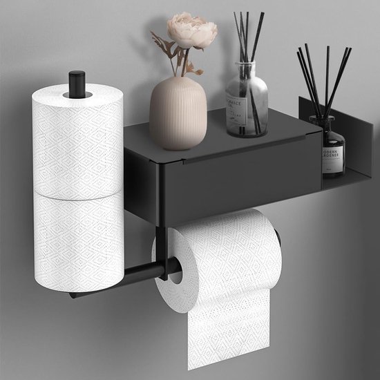 Reserve Toiletrolhouder Mat Zwart Frame Beugel Reserve Toiletrolhouder Mat Zwart Frame Beugel