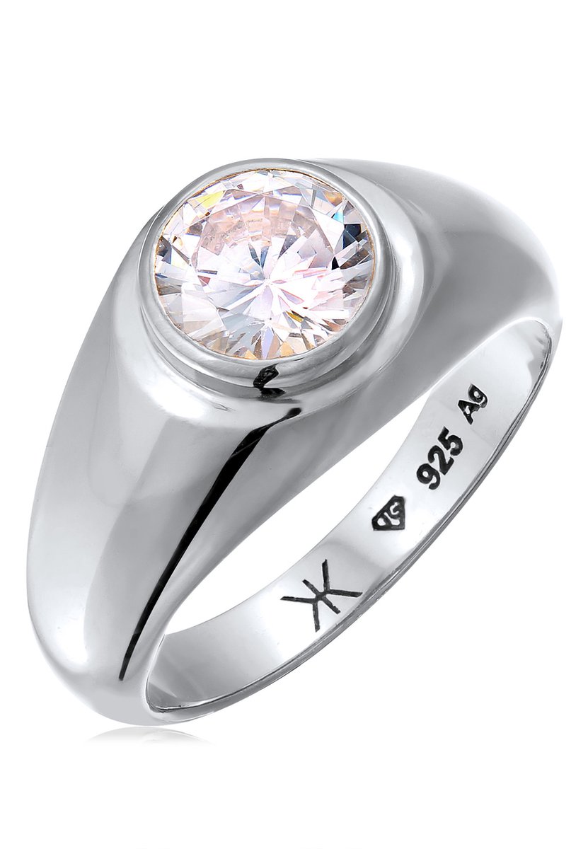 KUZZOI - Ring - Kuzzoi Ring Heren Unisex Zirkonia Kristallen Wit 925 Sterling Zilver -