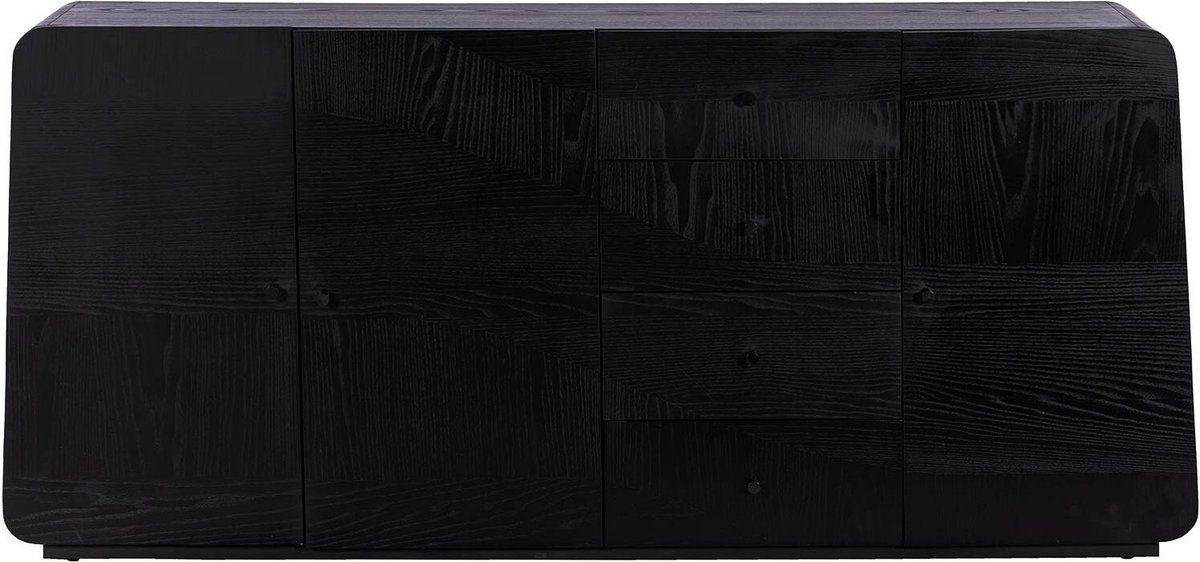 Goossens Dressoir Birgit, 3 Deuren 4 Laden - Hout Zwart