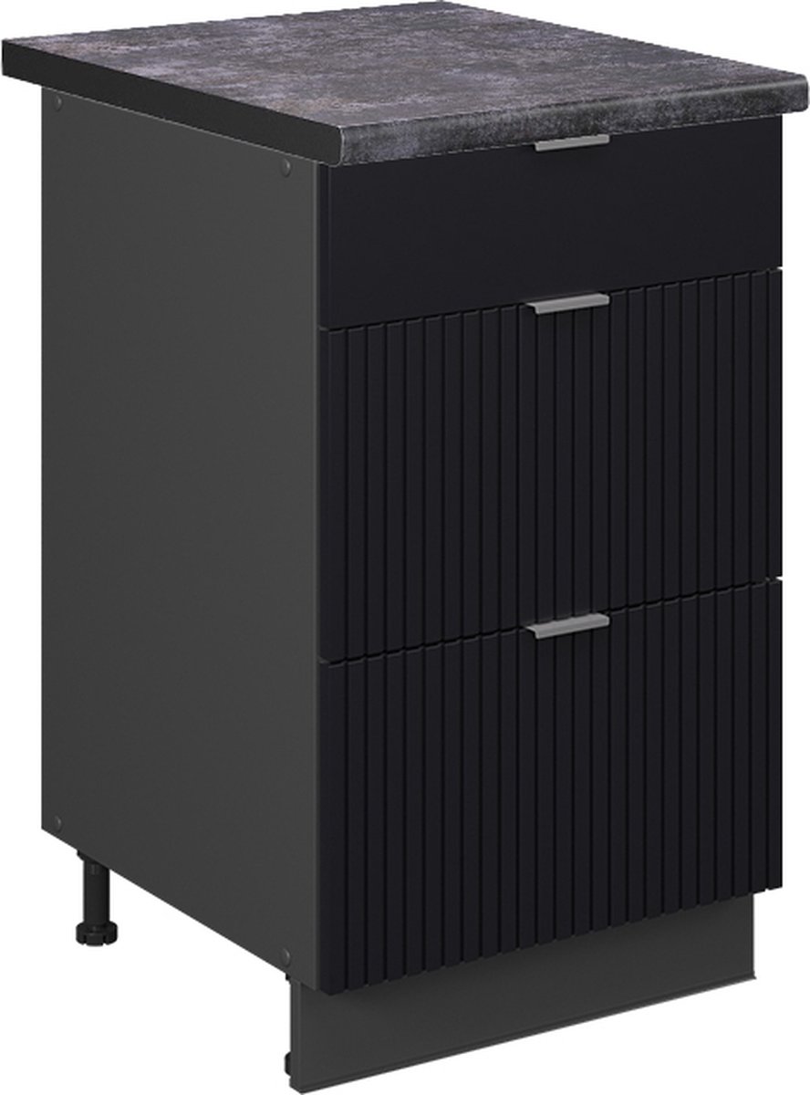 Vicco Keukenonderkast Fame-Line, Zwart gestreept/Antraciet, 50 cm, WB Antraciet