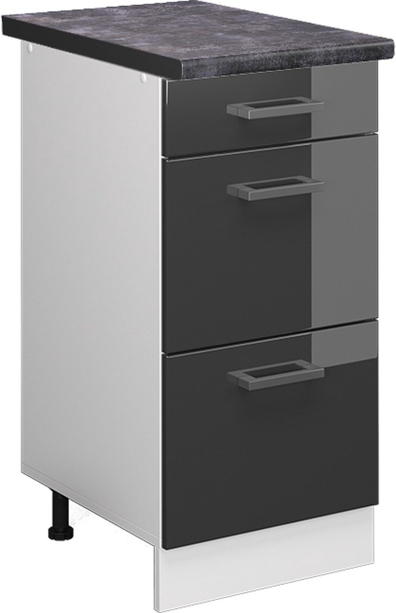 Vicco R-Line Keukenonderkast – 40 cm met laden, WB Antraciet Antraciet Hoogglans