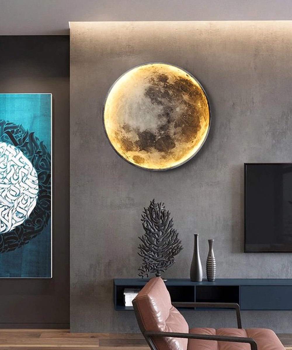 Moon Wandlamp - Dimbaar Met Afstandsbediening - Moderne Lamp - 40 CM - Slaapkamerlamp - Woonkamerlamp