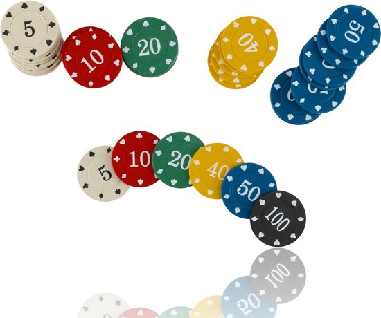 Pokerset - 48 Stuks poker chips - Poker set voor kaartspel, pokerspel en casino - pokerchips voor pokeren