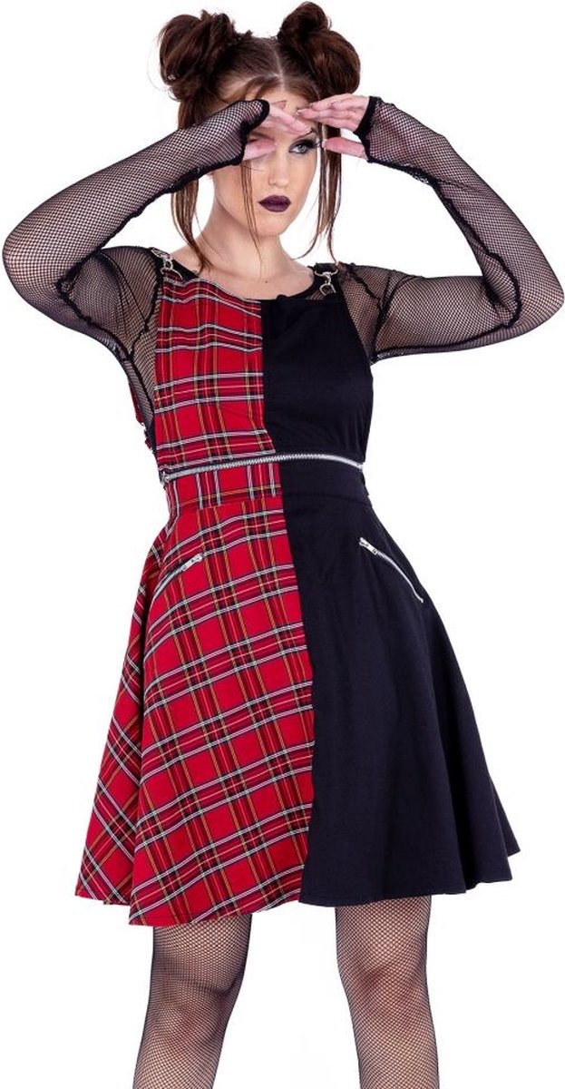 Heartless - Into the Void Pinafore Korte jurk - S - Zwart/Rood