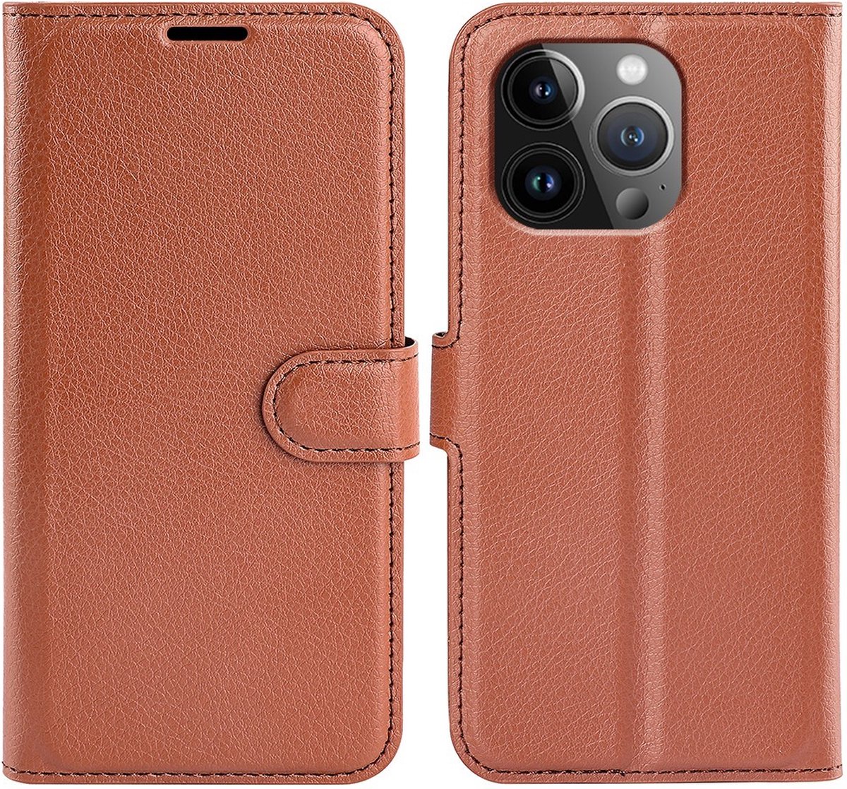 Coverup Hoesje - Geschikt voor iPhone 15 Pro Max Hoesje - Coverup Book Case - Bruin