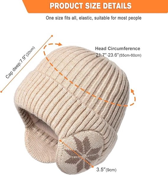 TianWlio Vrouwen Winter Beanie Muts Fleece Gevoerde Hoeden Outdoor Woolen Kat Oor All- Gebreide Warme Hoed Vijfsterren Wielersport Bescherming Honkbalpetten Dames Winter Muts Warme Gebreide Muts