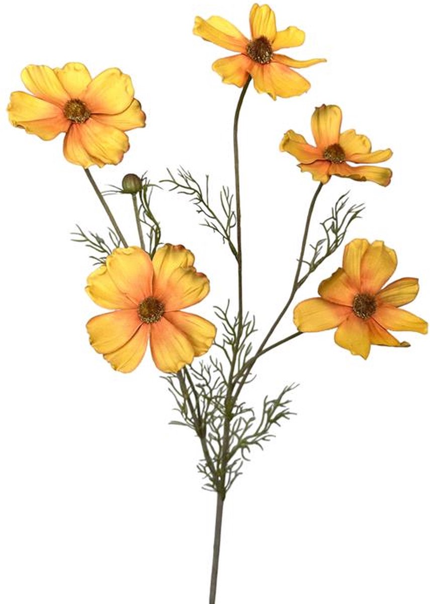 Kunstbloem Cosmos tak 80cm okergeel