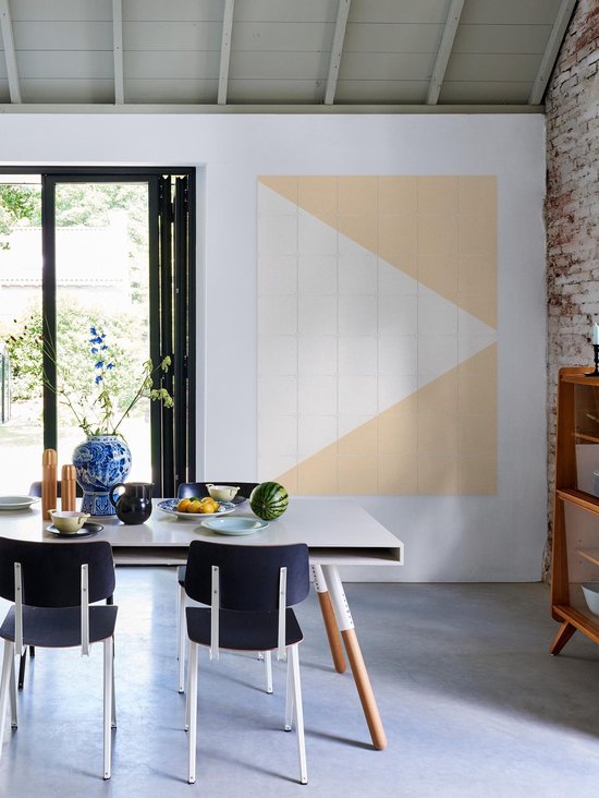 IXXI Color blocking - Gris Beige, Allon Dery - 80 x 100 cm - Support d'accrochage gratuit - Grande Décoration murale et posters - Graphisme, Abstrait,