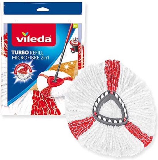 Vileda Turbo 2in Vervanging - 1 per verpakking - Geschikt voor alle centrifugesystemen van Vileda - +20% extra reinigingsvermogen - Voor alle vloeren