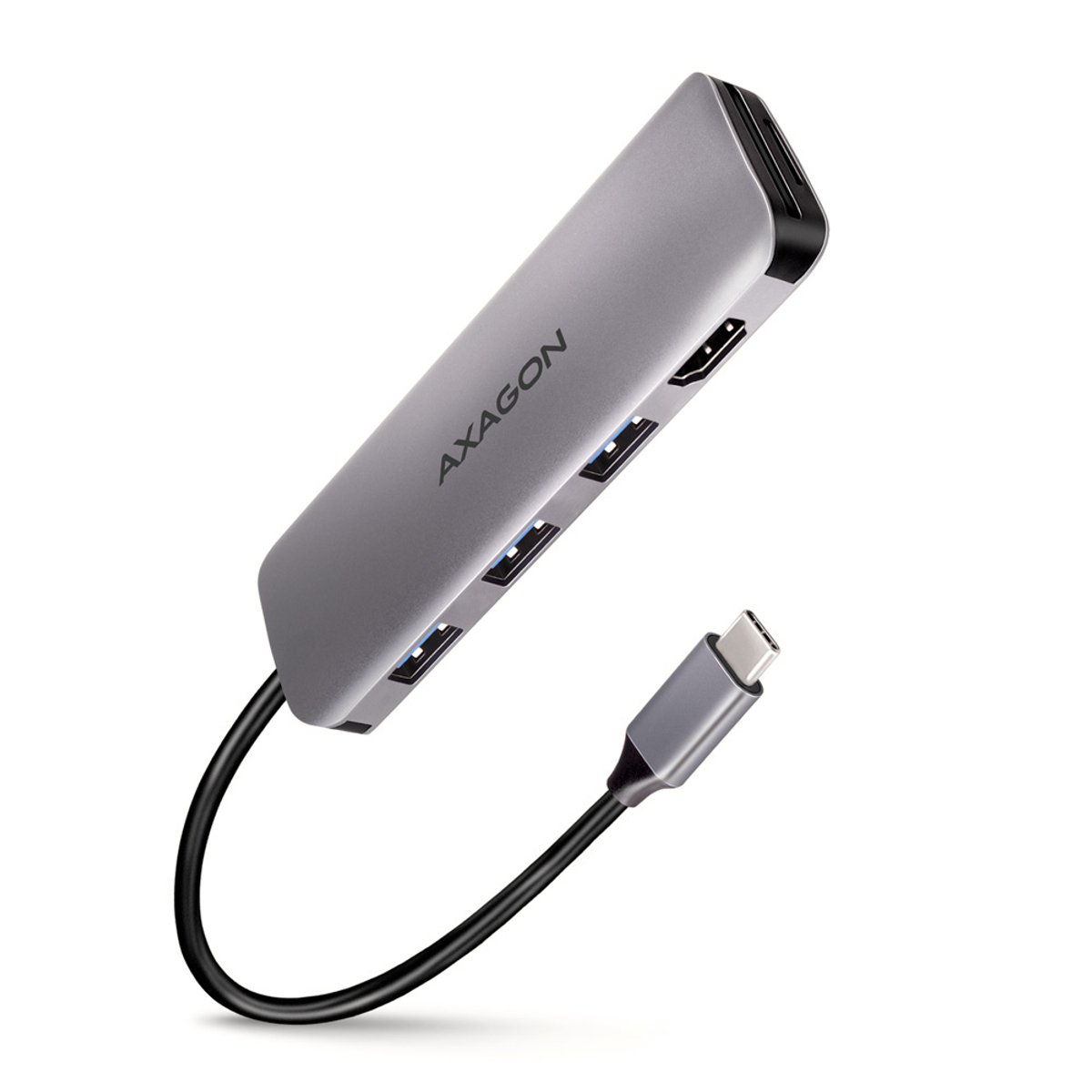 Axagon HMC-HCR3A 3x USB-A+ HDMI+ SD/microSD USB-C 3.2 Gen 1 hub 20cm Bedraad USB 3.2 Gen 1 (3.1 Gen 1) Type-C Grijs