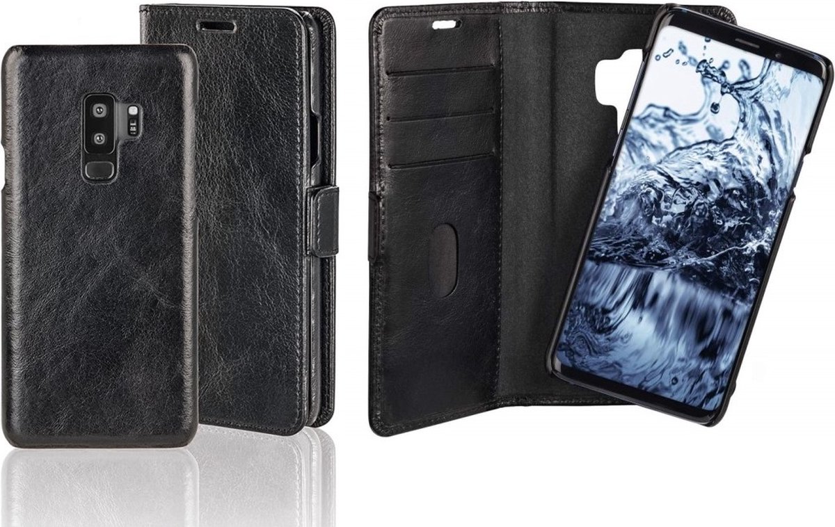 Echt leren 2-in-1 boekje + hoes zwart voor Samsung Galaxy S9+