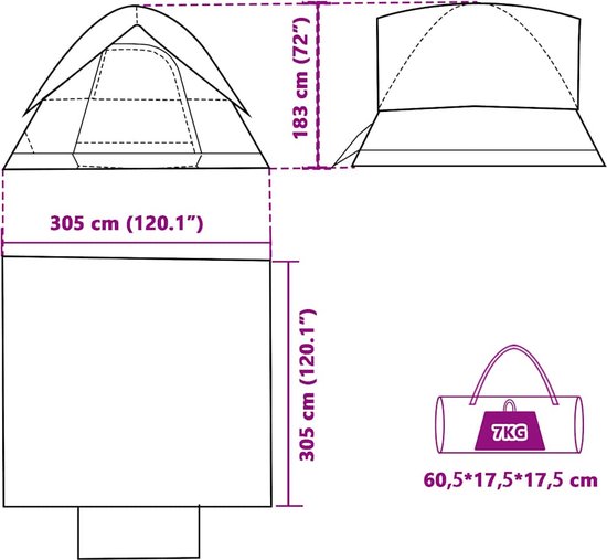vidaXL 6-persoons Koepeltent - Waterdicht - Wit van Vidaxl — afbeelding 5