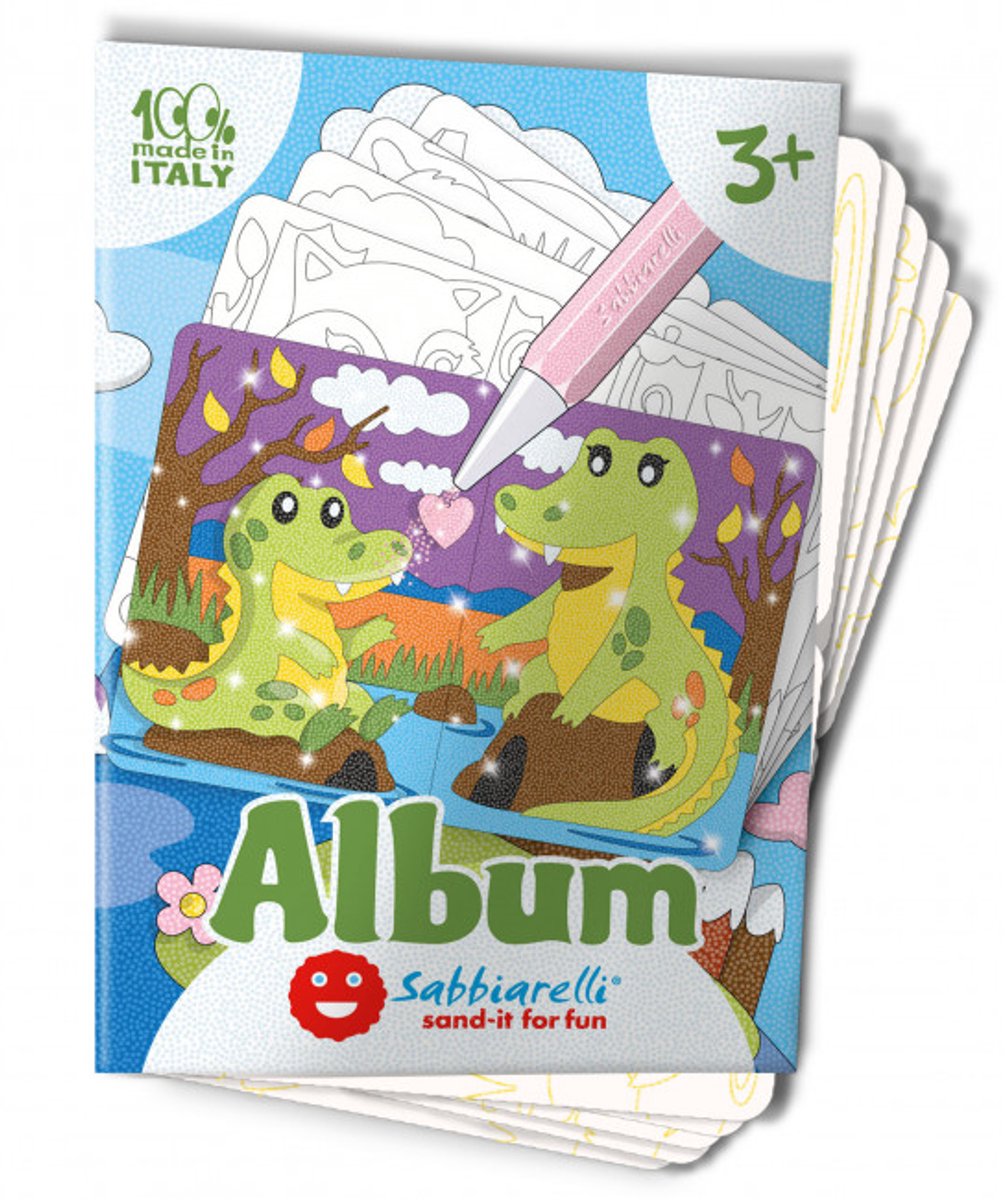 Sabbiarelli zandschilderen album baby dieren 15x20 cm creatief speelgoed.