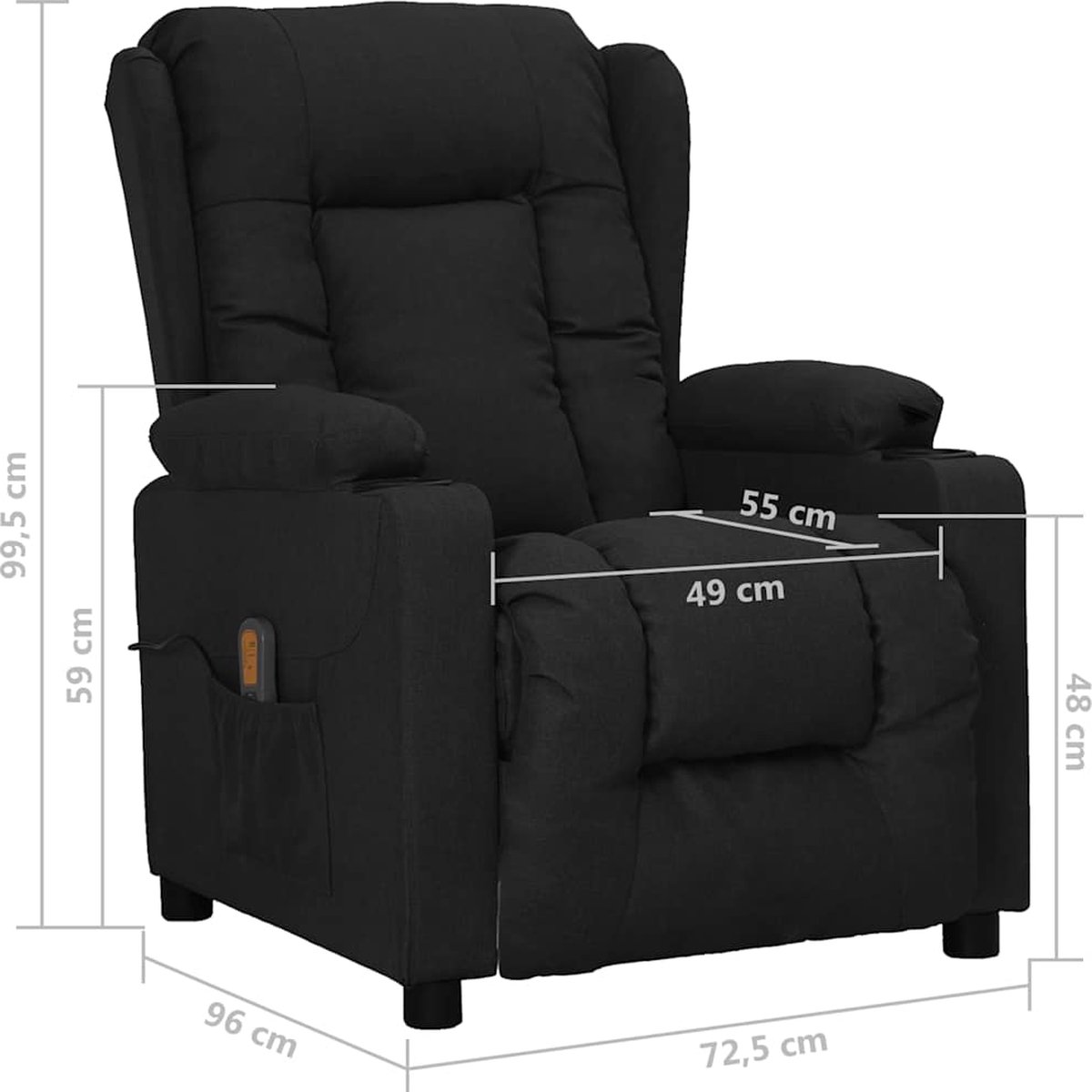 Afbeelding 2 van vidaXL Sta-op-massagestoel Zwart Stof met Massagefunctie