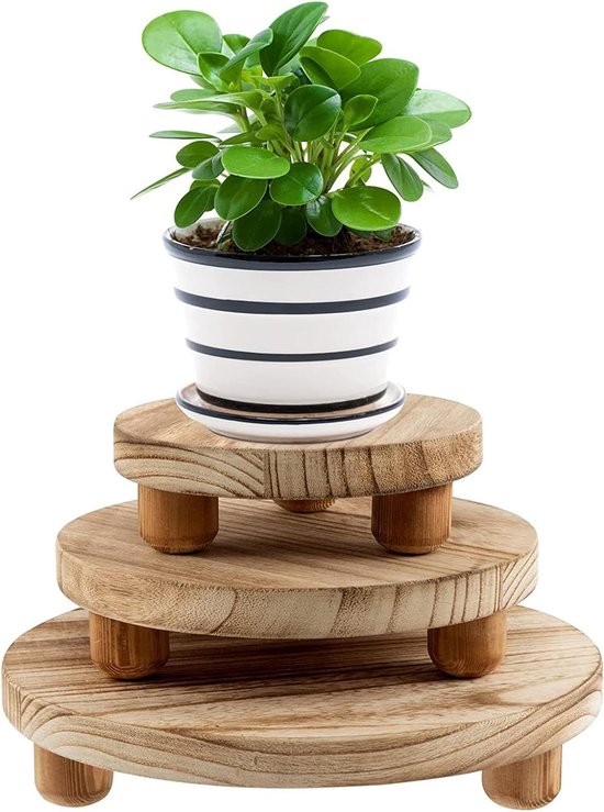 Vintage Houten Potplantenstandaard 3 Stuks - Doe-het-zelf Kleuren Riser Stand 15 Cm