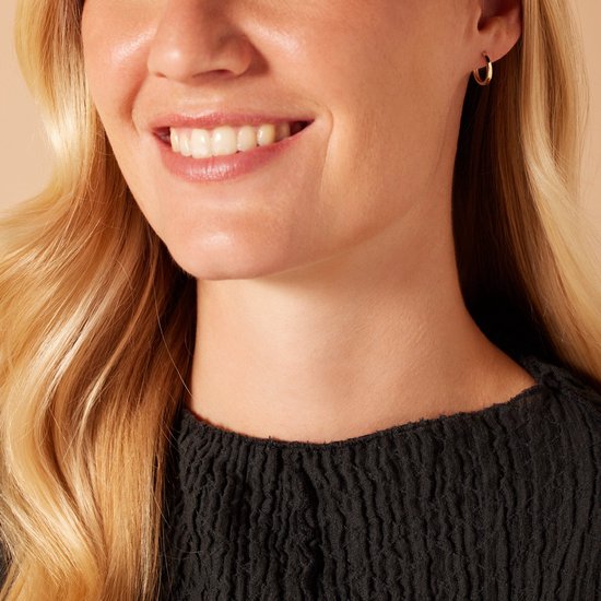 Lucardi Boucles d'oreilles femme en or jaune 14 carats 13 mm - Boucles d'oreilles - Or 14 carats - Or