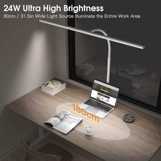 EYOCEAN Bureaulamp LED, 24 W, 80 cm, tafellamp met gebarenbediening