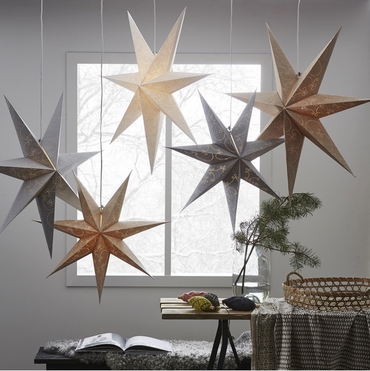 Papieren kerstster Decorus goud - 63x63 cm - Kerstdecoratie
