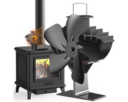 Grote Kachelventilator zonder Stroom - Stille 4-Bladen Ventilator voor Houtkachels en Open Haarden