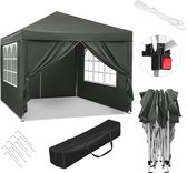 Tente Pliante Etanche 3x3 m avec Parois Latérales - Idéale pour Jardin, Terrasse, Camping et Festivals
