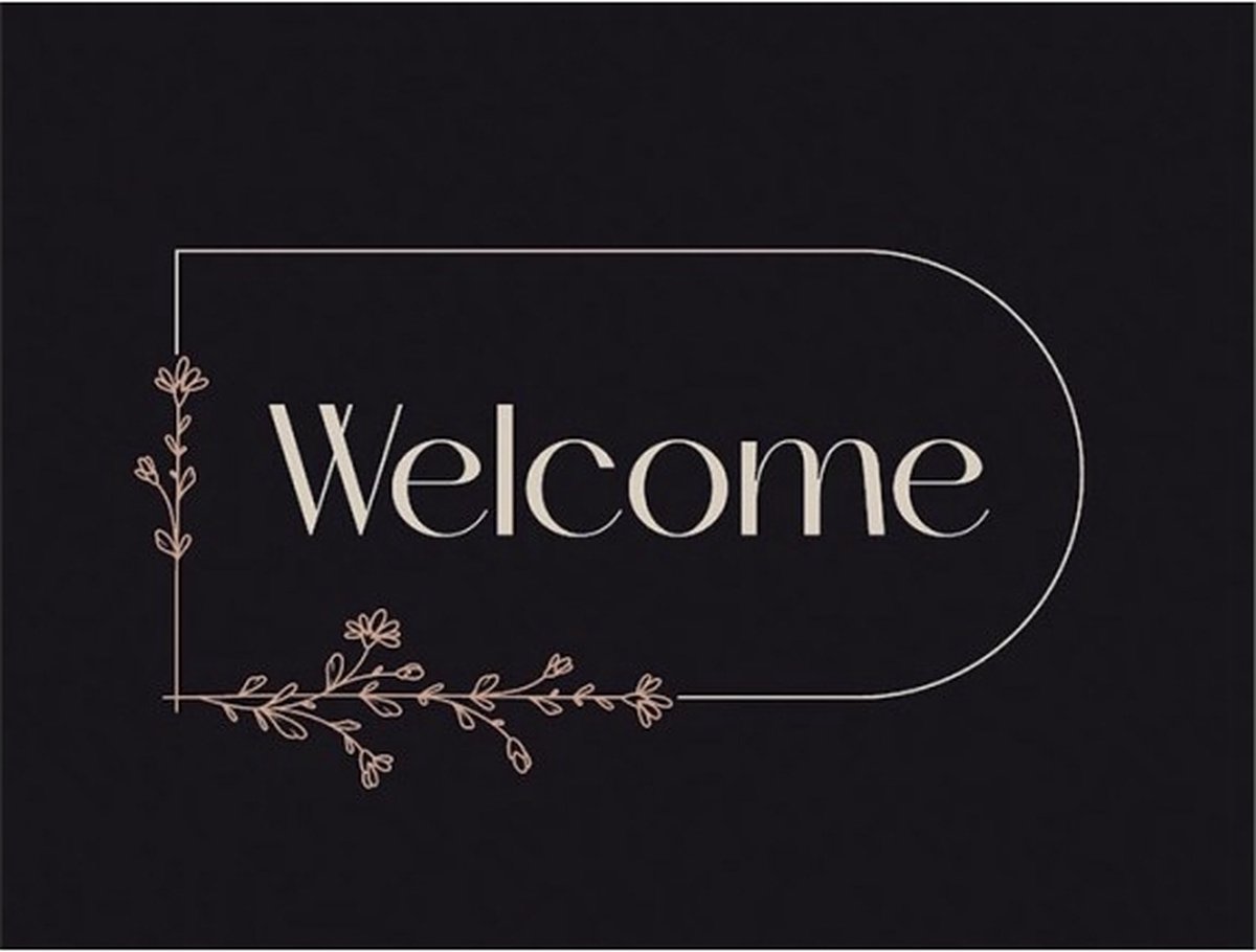 MD-Entree MD Entree - Deurmat - Schoonloopmat - Impression - Rosa Flowers Welcome - 40 x 60 cm Zwart