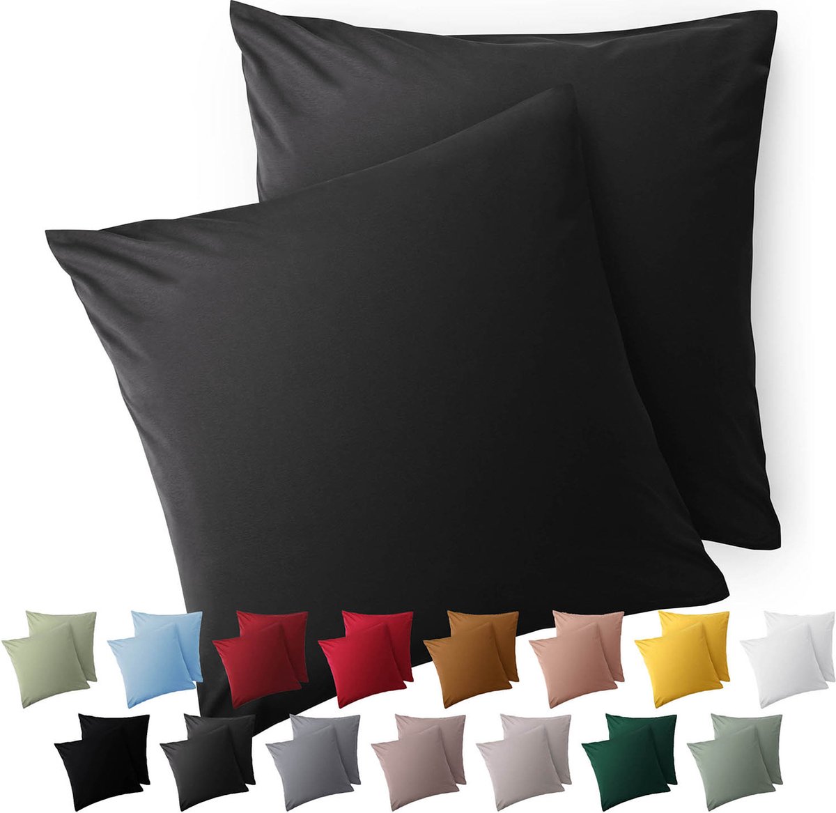 Blumtal Kussensloop Microvezel Kussenhoes 80 x 80 cm - Antraciet - Set van 2