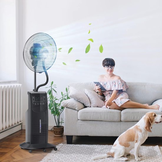 Statiefventilator met waterverstuiver 3 modi, instelbare hellingshoek, 3,1L mistfunctie - Hoogte 135 cm van Emerio — afbeelding 2