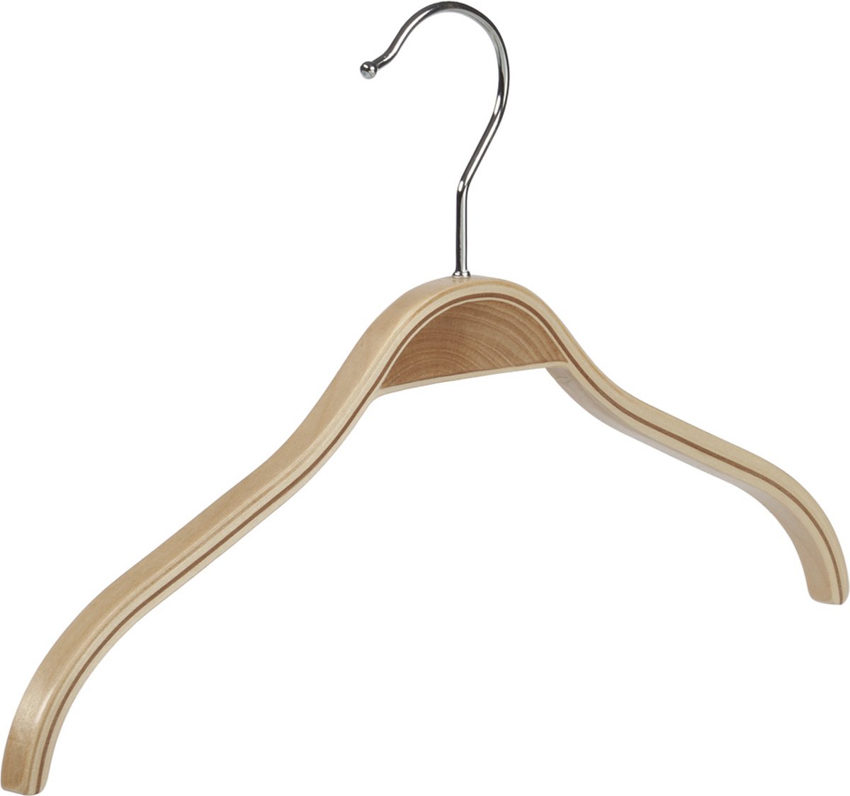 De Kledinghanger Gigant - Kledinghanger - Kinderen - 7703 - 20 Stuks - Blousehanger - Shirthanger - Berkenhout - Naturel Gelakt - 34 cm - Kleerhanger - Kinderhanger (7703/20)