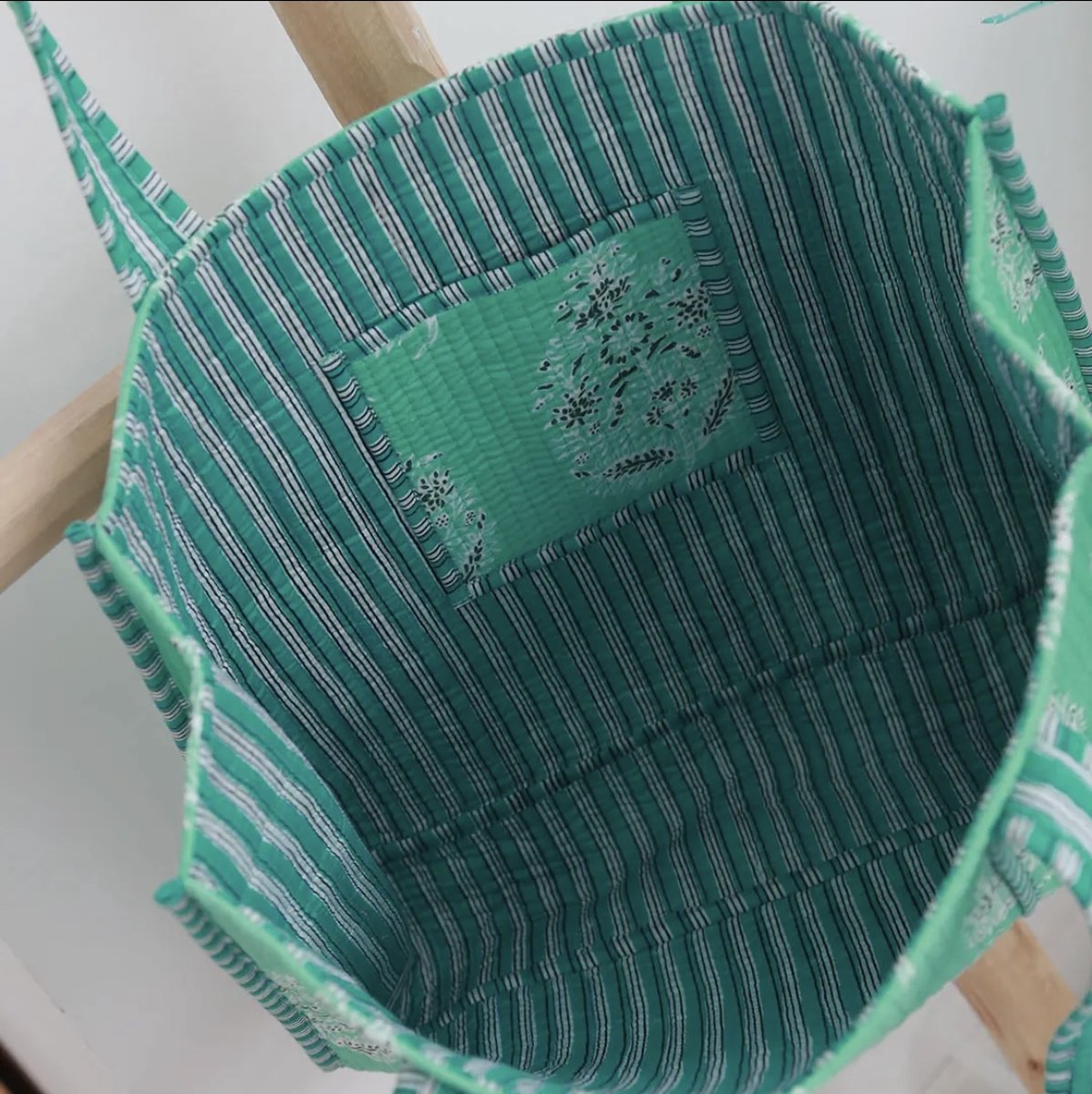 Blockprint schoudertas mint
