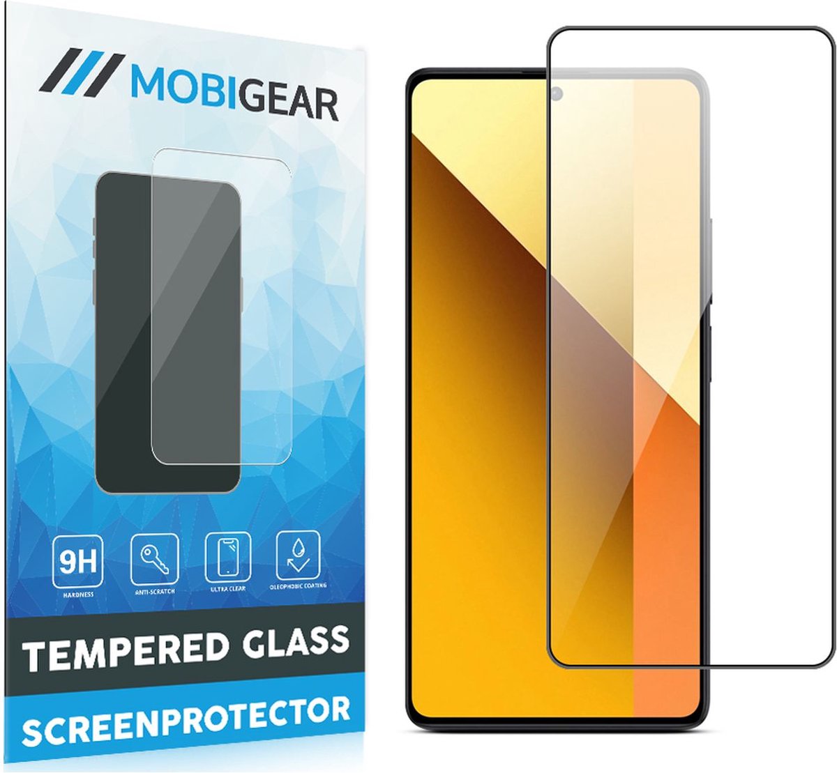 Mobigear Screenprotector geschikt voor Xiaomi Redmi Note 13 5G Glazen | Mobigear Premium Screenprotector - Case Friendly - Zwart