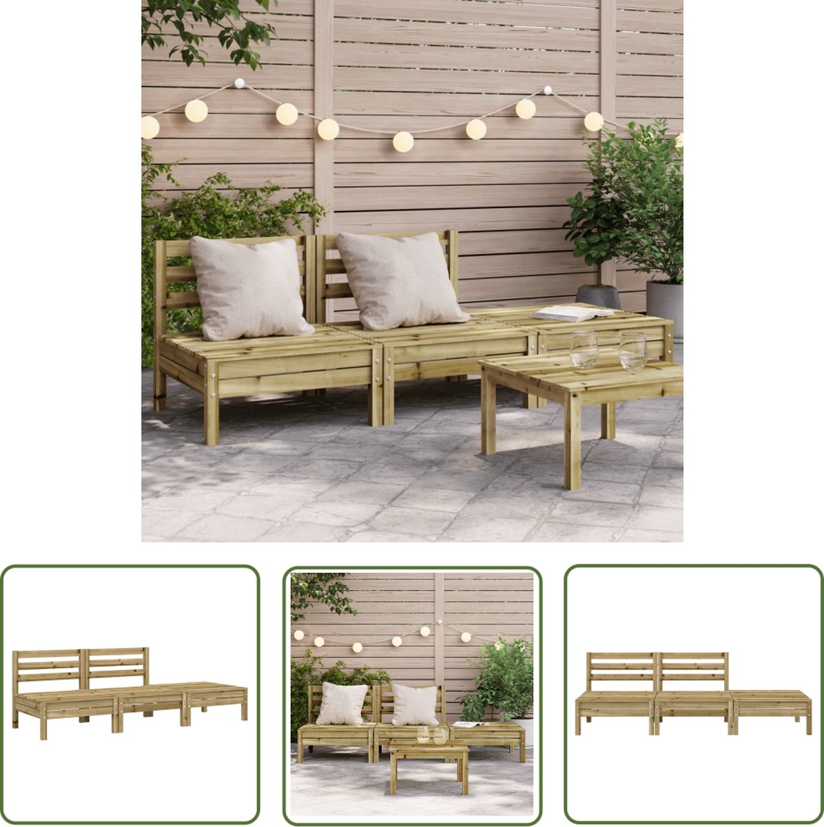 Houten 3-zits tuinbank van grenenhout - Buitendecoratie - Tuinmeubilair