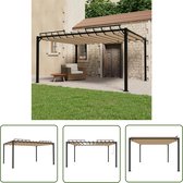 COSTWAY Paviljoen, 3,5 x 3 m, tuinpaviljoen met muggennet, gordijn en robuust dubbel dak van verzinkt metaal, vast terrashuisje, partytent voor terras, tuin, terras, gazon, achtertuin