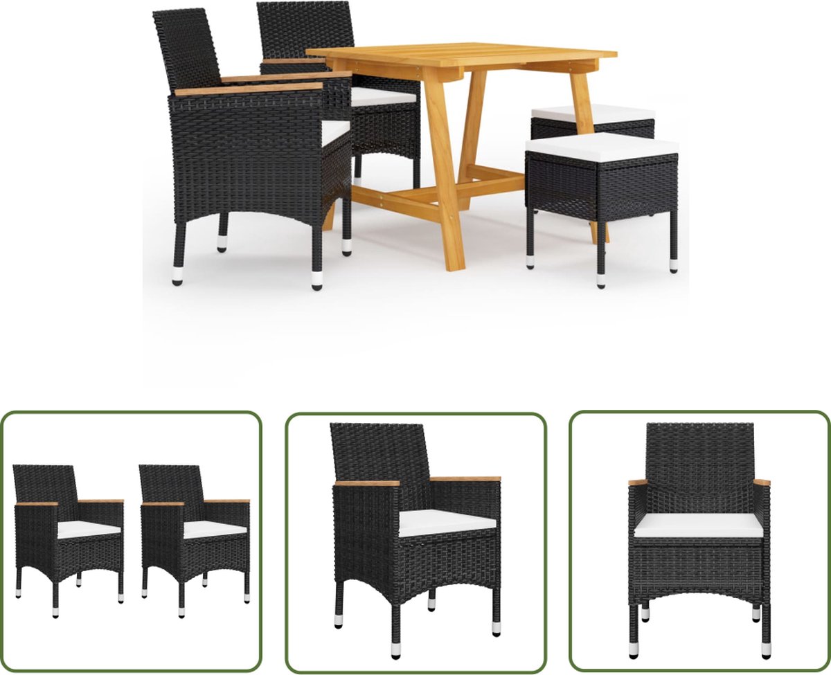 Tuinset van zwart Acaciahout voor buiten - The Living Store.
