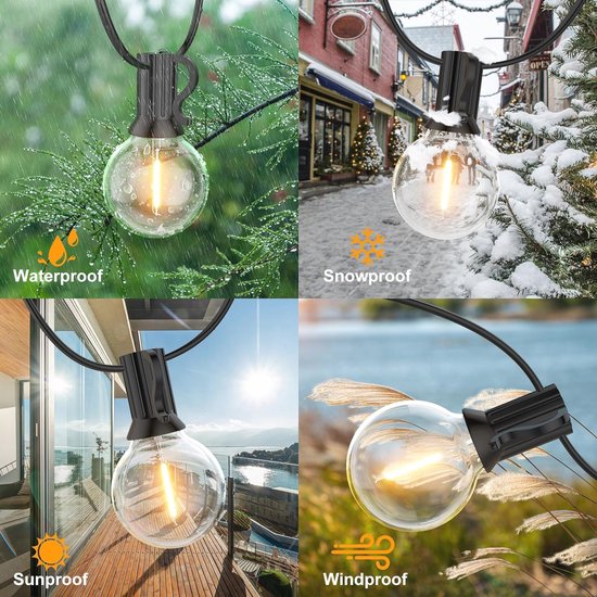 NETTLIFE LED-lichtsnoer voor buiten, 15 m, tuinverlichting, IP65