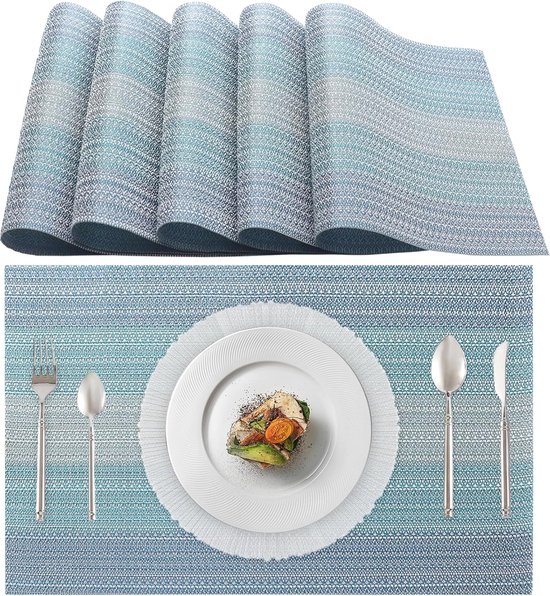 Placemats Stof Linnen Eettafel Placemats Afwasbaar Placemats Blauw Groen Ginkgo Biloba Rood Bruin Patroon Rechthoekig Binnen Buiten Keuken Decoraties