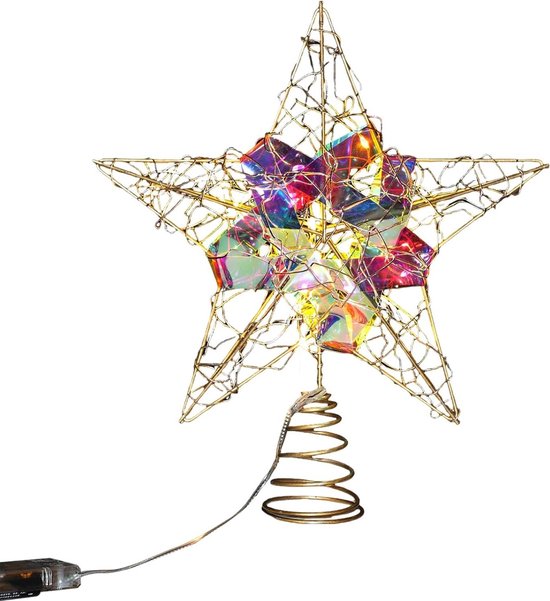 Kerstmis Ster Boom Topper Glitterende X-Mas Boom Ster Topper - Batterij-aangedreven Kerstboom Decoratie - Glitterende Glanzende Kerstfeesten Decor - Stijl B