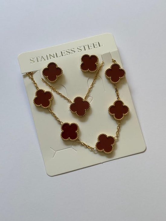 EHH BEAUTY Parure trèfle rouge foncé Parure de Bijoux