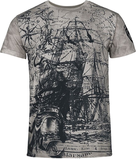 Black Premium by EMP Grijs t-shirt met vikingprint - Heren - XL