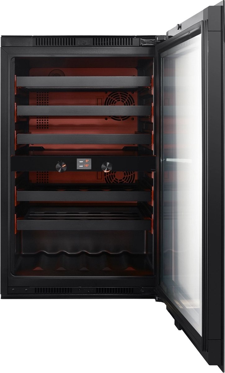 Wijnkoelkast - Pevino Noble - 40 flessen - 2 temperatuurzones - zwart glas