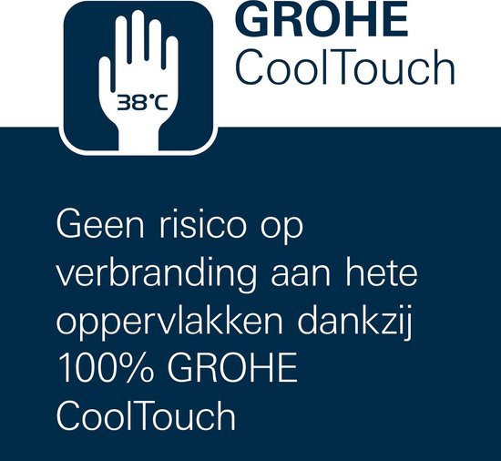 GROHE CoolTouch: geen risico op verbranding aan hete oppervlakken.
