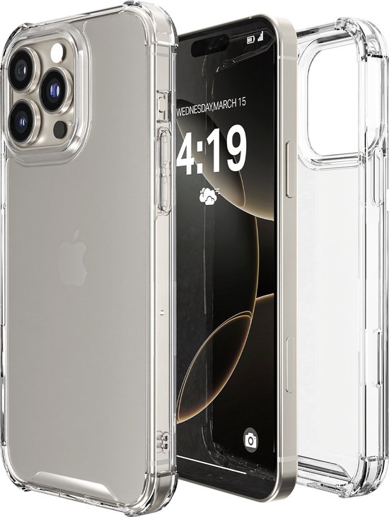 iTech telefoonhoesje geschikt voor Apple iPhone 16 Pro Max hoesje siliconen - backcover - optimale bescherming - Transparant