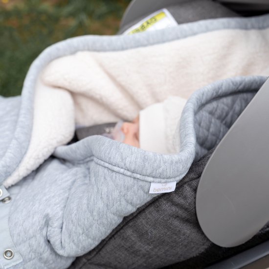 BEMINI Voetenzak - Biside 0-12m - Warme gewatteerde teddy - Mix grey van Bemini — afbeelding 4