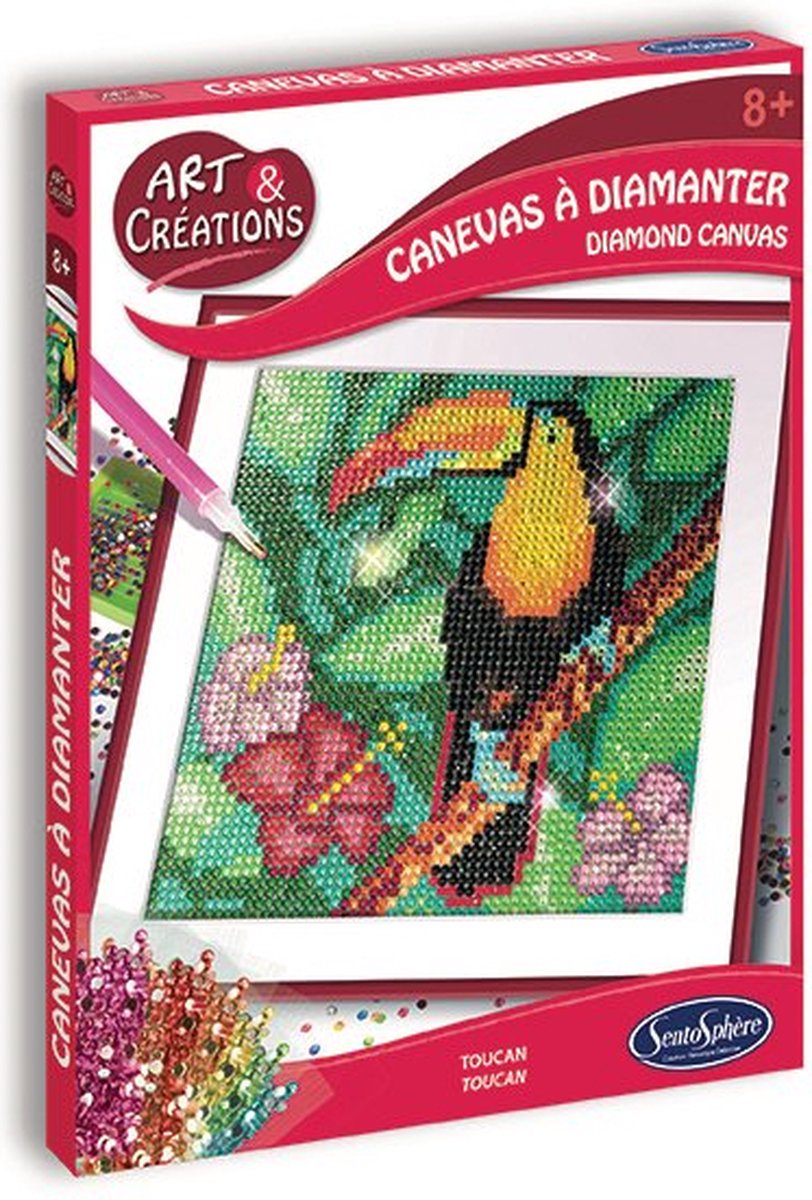 Sentosphère diamond painting knutselset toekan canvas 16x16 cm.