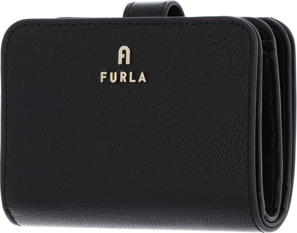 FURLA Leren Portemonnee Camelia Compact Wallet Nero Zwart