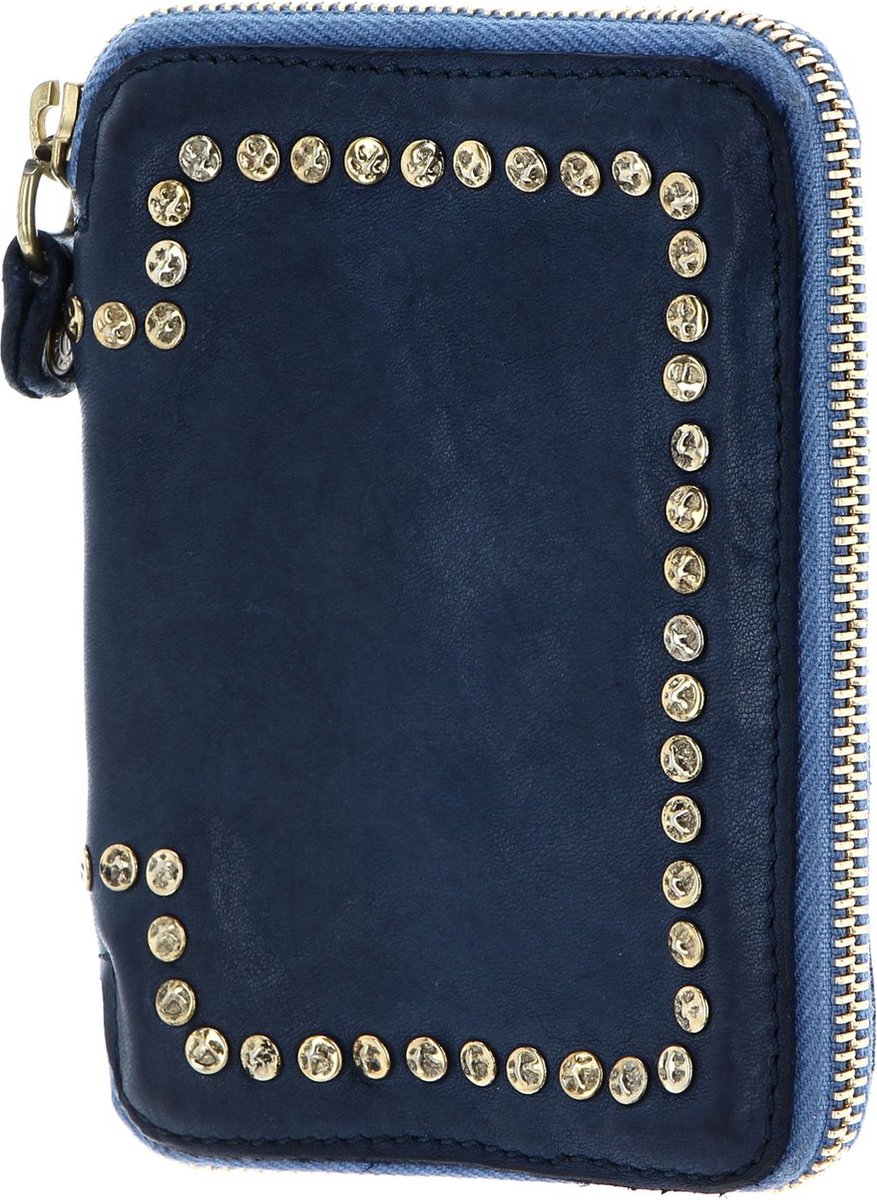 CAMPOMAGGI Leren Portemonnee Wallet Blu Indaco Blauw